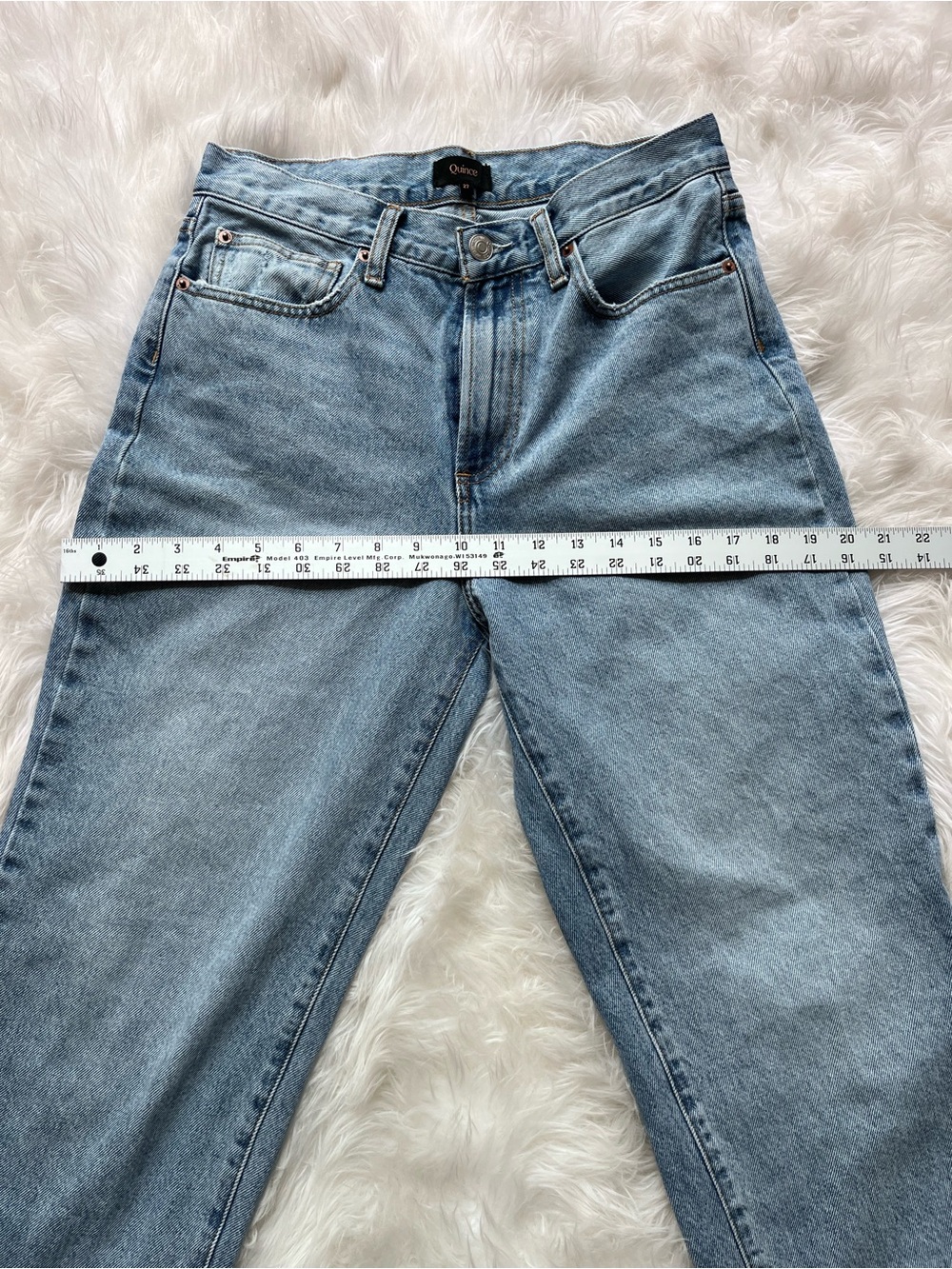 Quince Bella Rigid Straight Jeans - Powder Blue Raw Hem - Picture 10 of 15